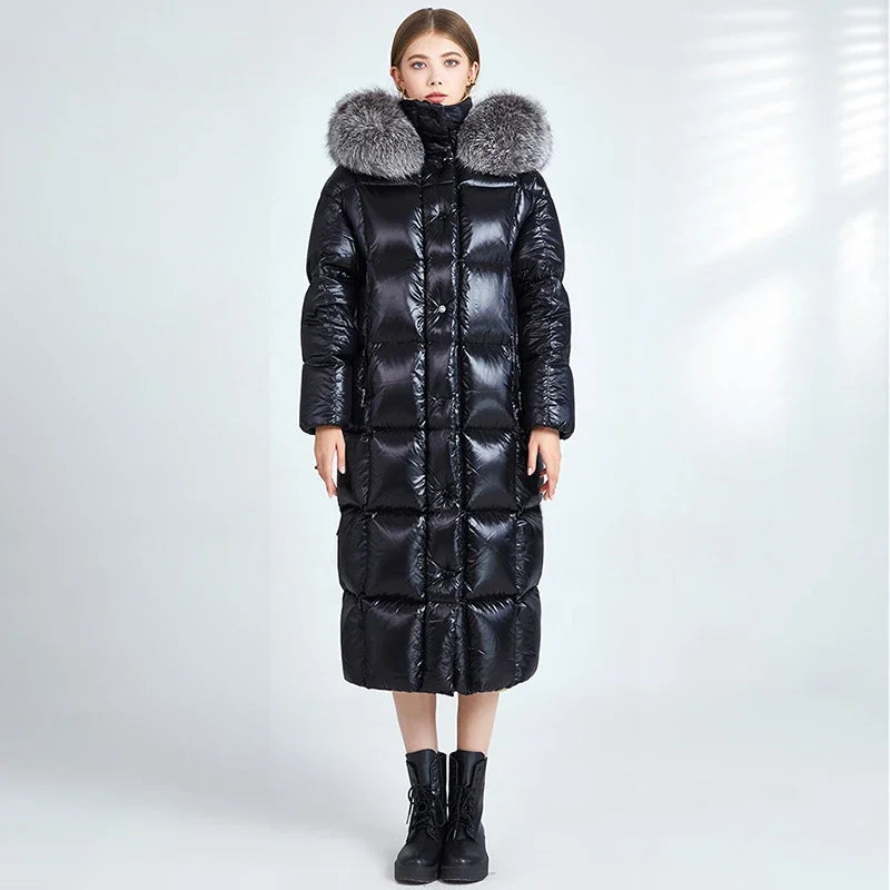 street style coatWaterproof X Long Duck Down Puffer Coats Real Fur Parka