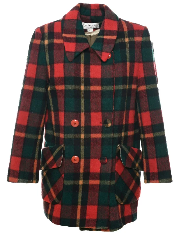 sleek jacketChecked Wool Coat - L