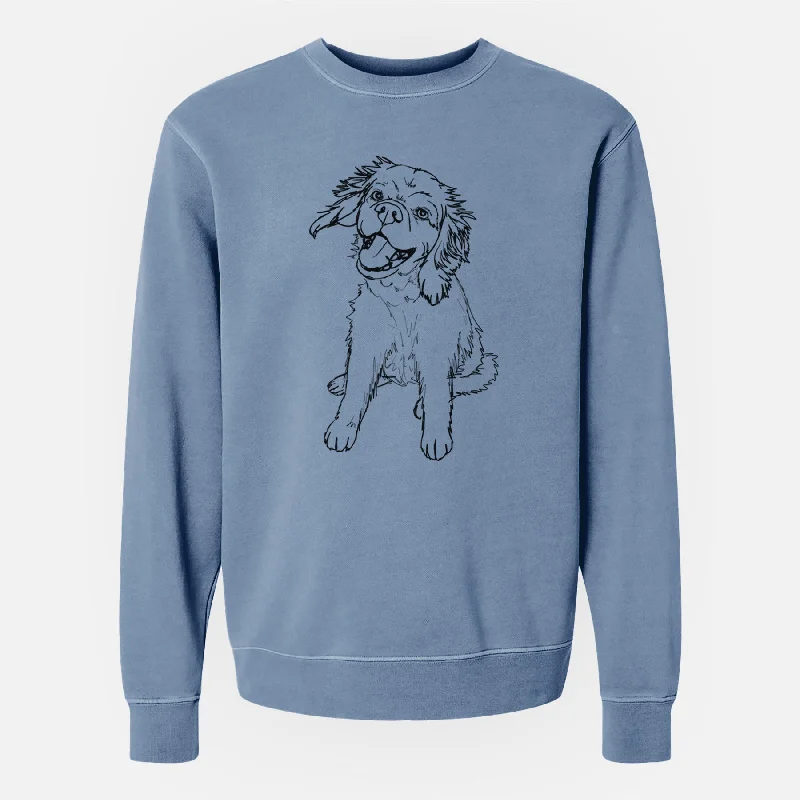 premium gym hoodieDoodled Girl the Cocker Spaniel - Unisex Pigment Dyed Crew Sweatshirt