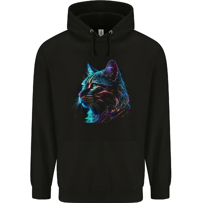 chic hoodieA Fantasy Cat With Cool Colours 3 Mens 80% Cotton Hoodie