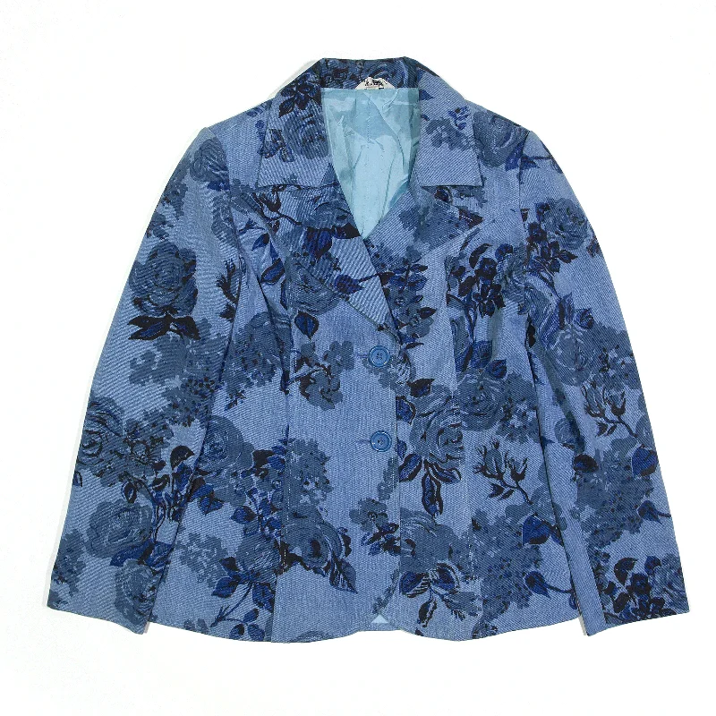 zip-up jacketJacket Blue 90s Floral Blazer Womens M