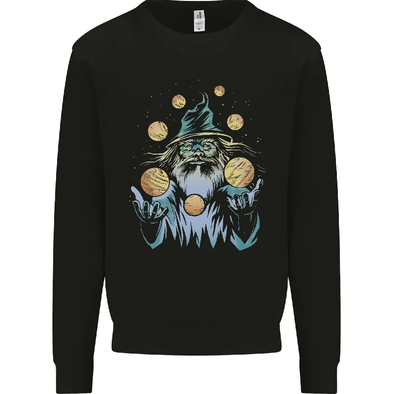 performance hoodie for gymA Wizard Juggling Planets Space Fantasy Mens Sweatshirt Jumper