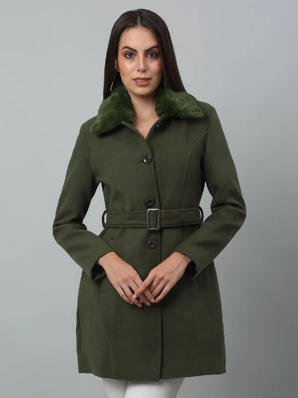 oversized coatWomen's Casual  Green Single breasted  Faux Fur Spread Collar Long Coat