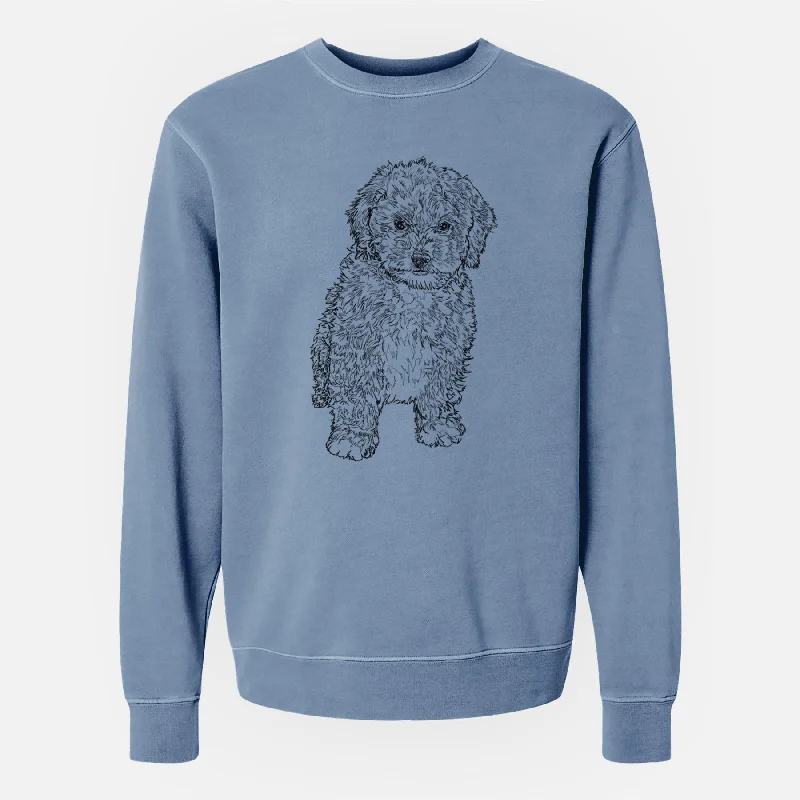 fashion gym hoodieDoodled Sweet Tea the Mini Doodle - Unisex Pigment Dyed Crew Sweatshirt