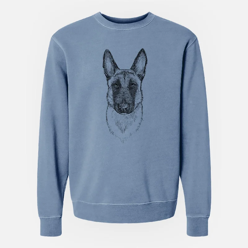 comfy workout sweatshirtDoodled Jax the Belgian Malinois - Unisex Pigment Dyed Crew Sweatshirt