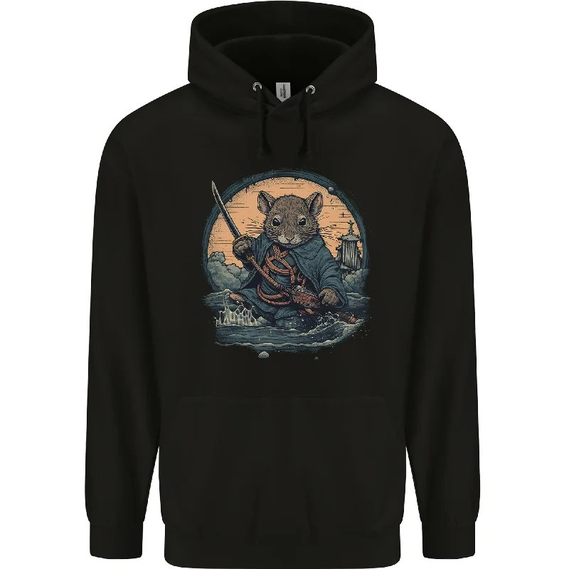 casual hoodieA Fantasy Samurai Mouse Mens 80% Cotton Hoodie