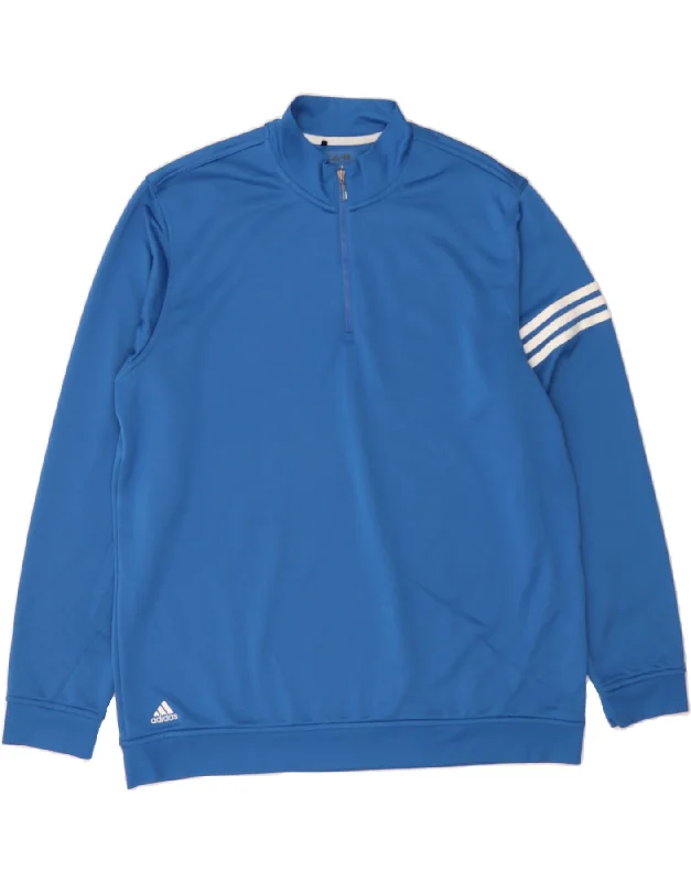 ADIDAS Mens Big & Tall Zip Neck Sweatshirt Jumper XL Blue Polyester