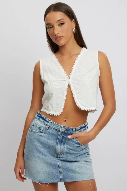 casual trench coatWhite Sleeveless Top