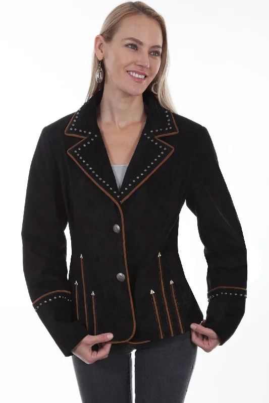 high-fashion coatScully Womens Black Suede Western Arrowheads Jacket