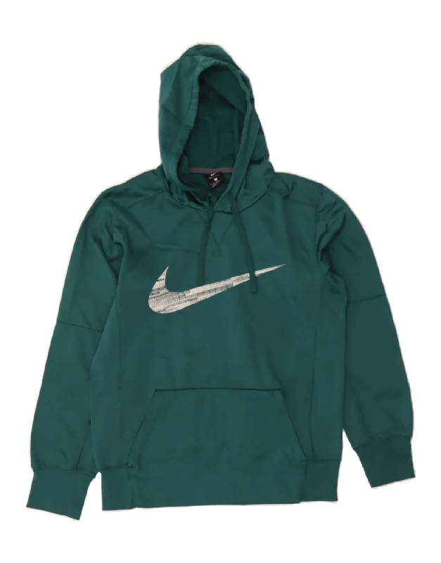 NIKE Mens Dri Fit Graphic Hoodie Jumper Small Green Polyester